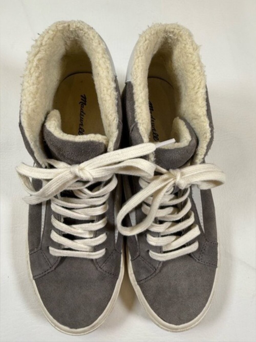 Madewell Cloudlift Grey High Top Sneakers Suede/Faux Shearling Womens 9.5 - Picture 7 of 11